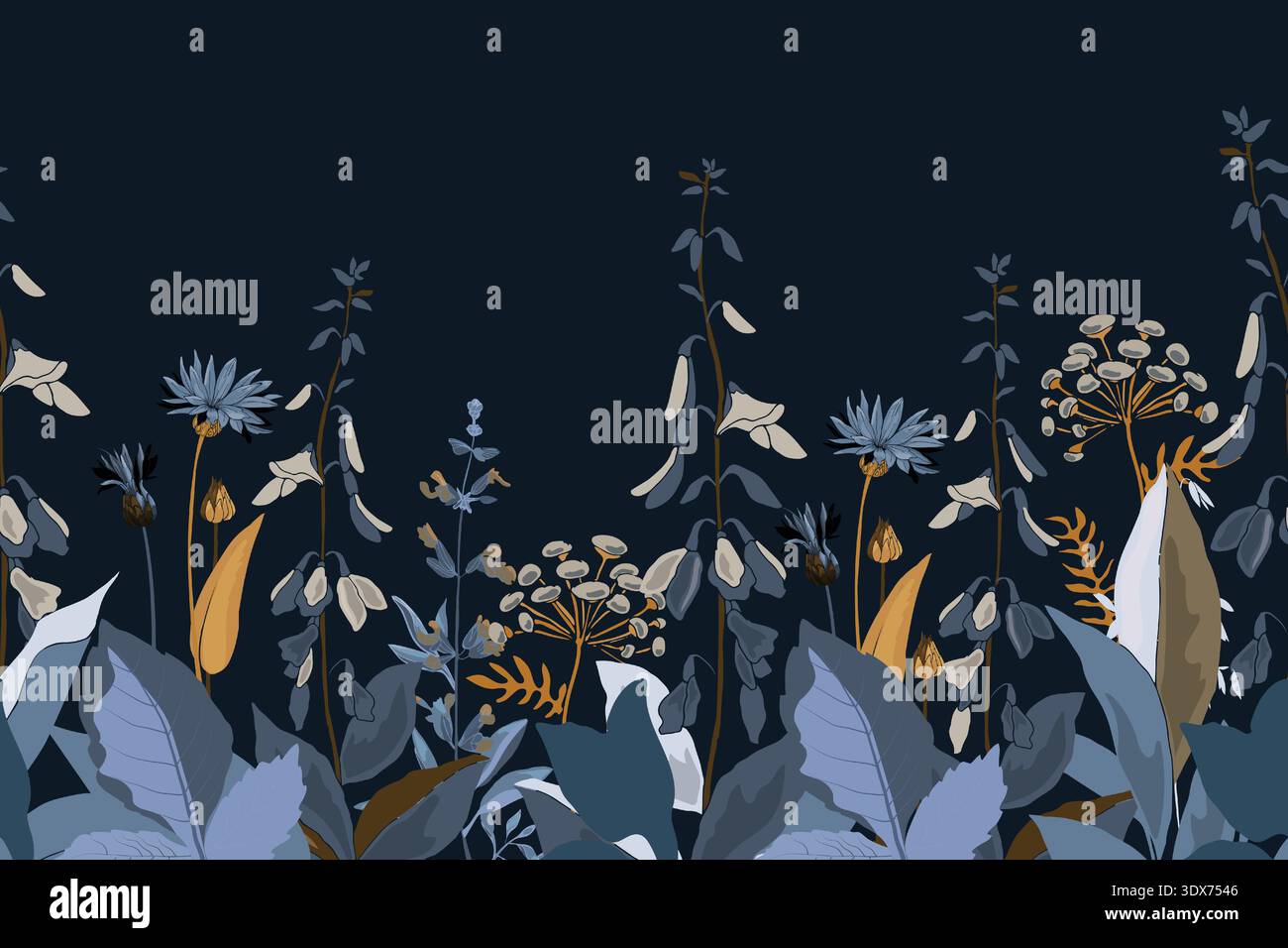 Vector floral seamless pattern, border Stock Vector