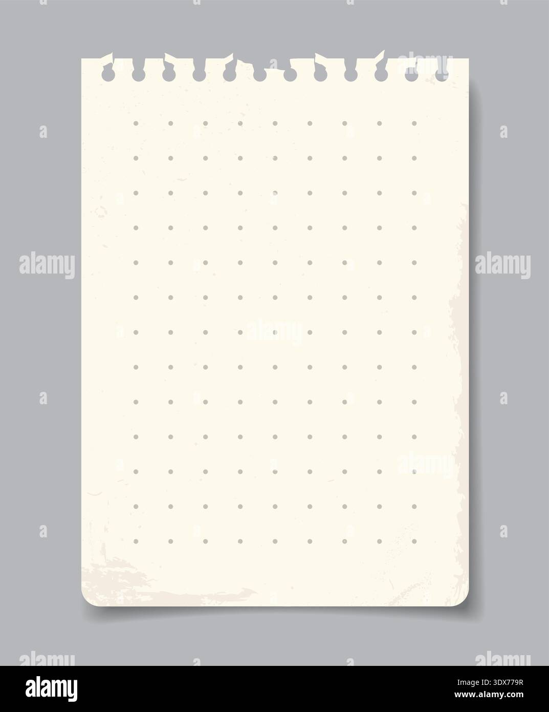 Torn dot grid notebook page design. Vector illustration Stock Vector