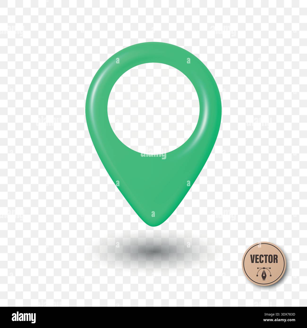 Vector 3d Realistic Green Map Pin Icon. Location Marker with Hole. Map ...