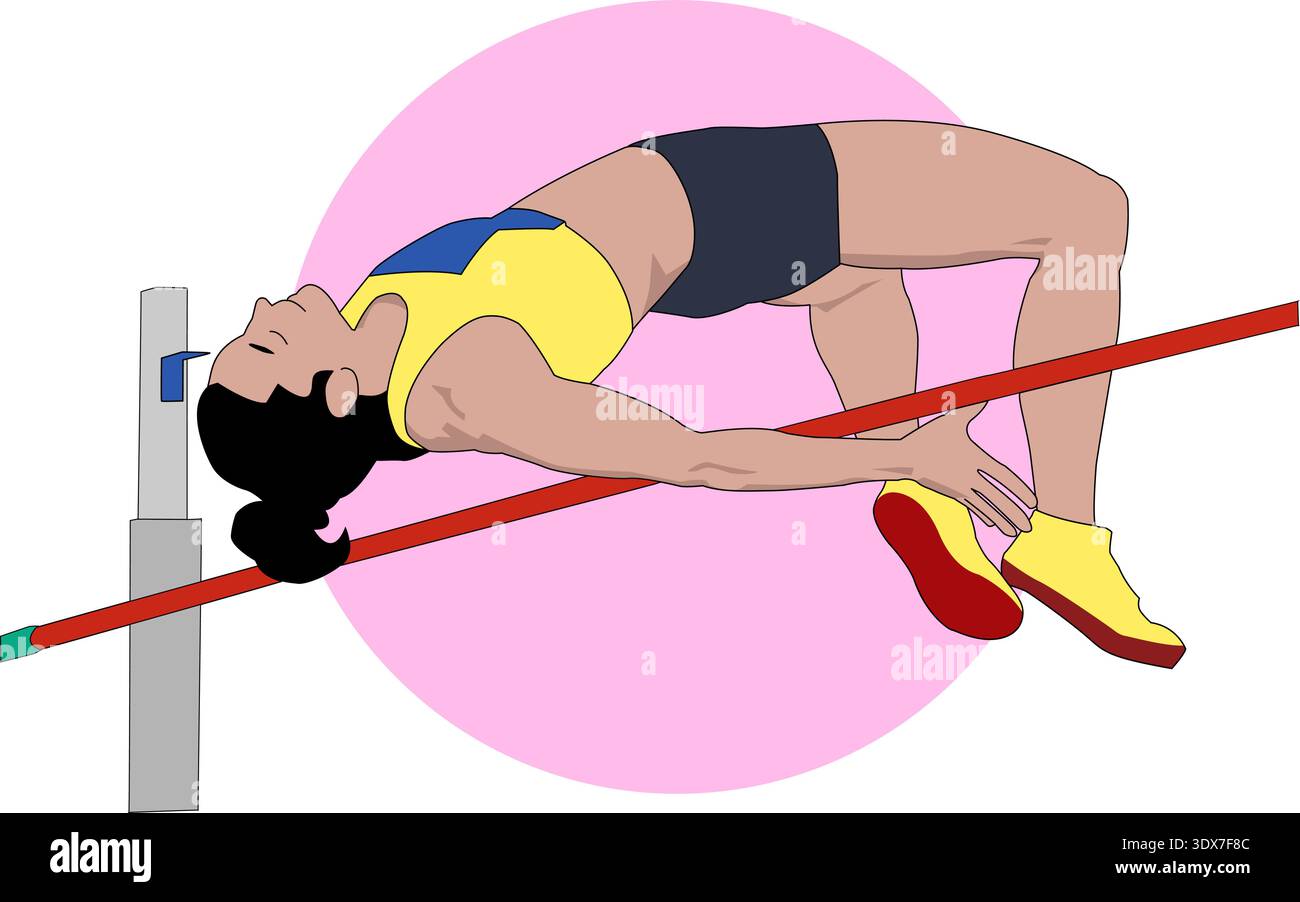 Female High Jump Athlete Vector Illustration Stock Vector Image & Art ...