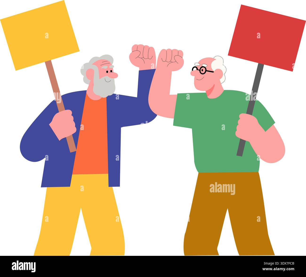 Peaceful Protesters Holding Blank Signs Vector Illustration Stock Vector