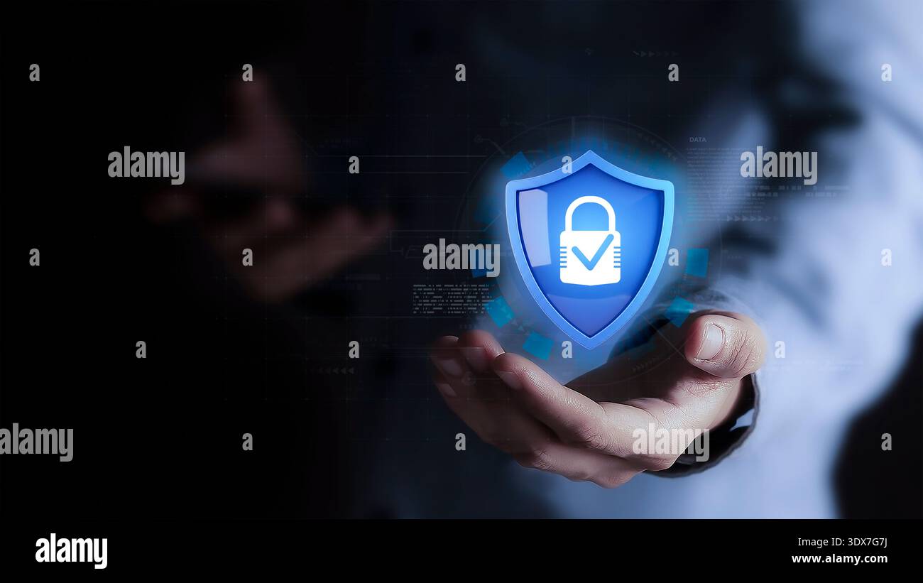 Cybersecurity and privacy concepts, data protection and encryption of secure internet networks Stock Photo