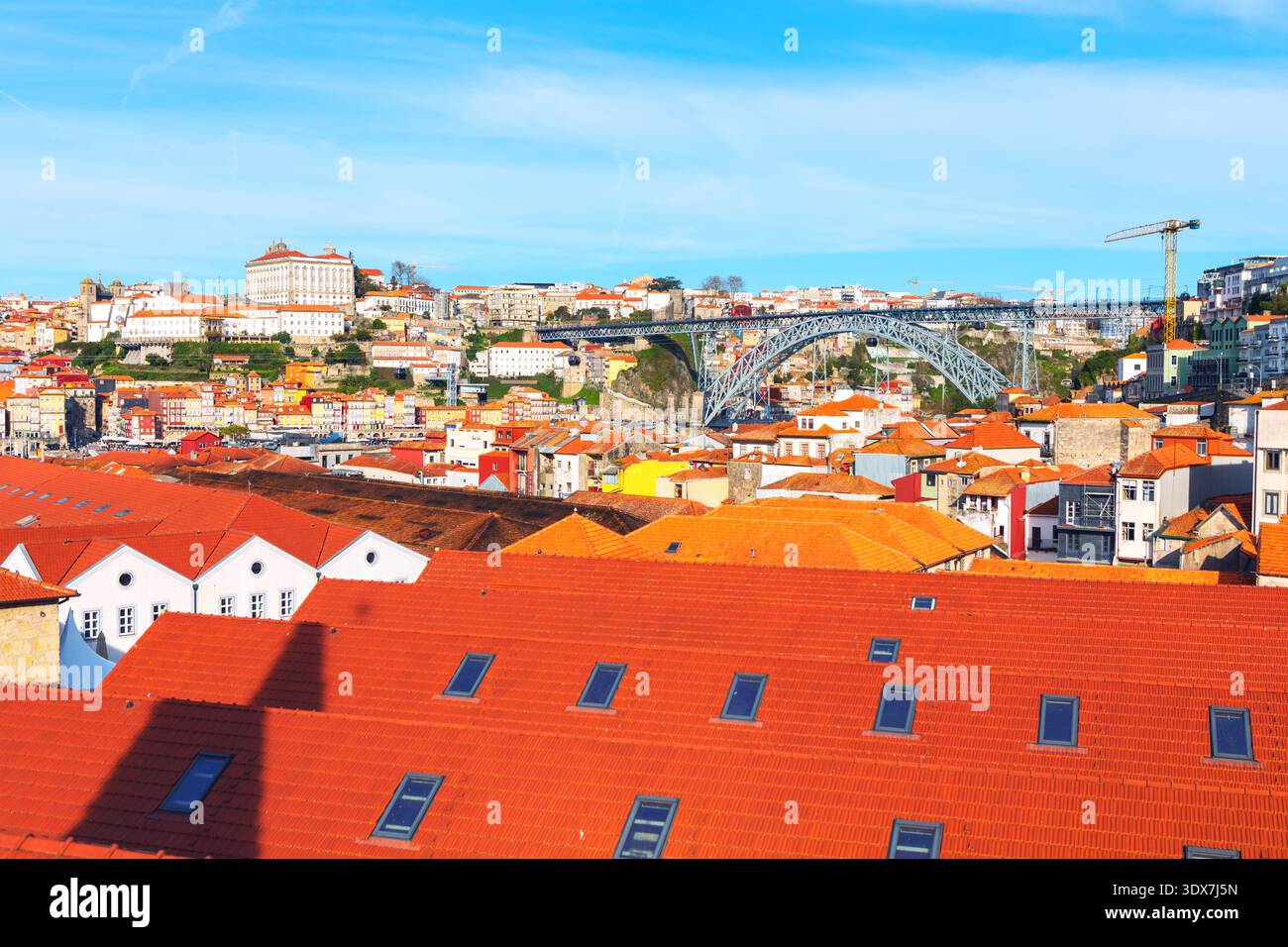 View of Porto features the iconic Luis I Bridge stretching over ...