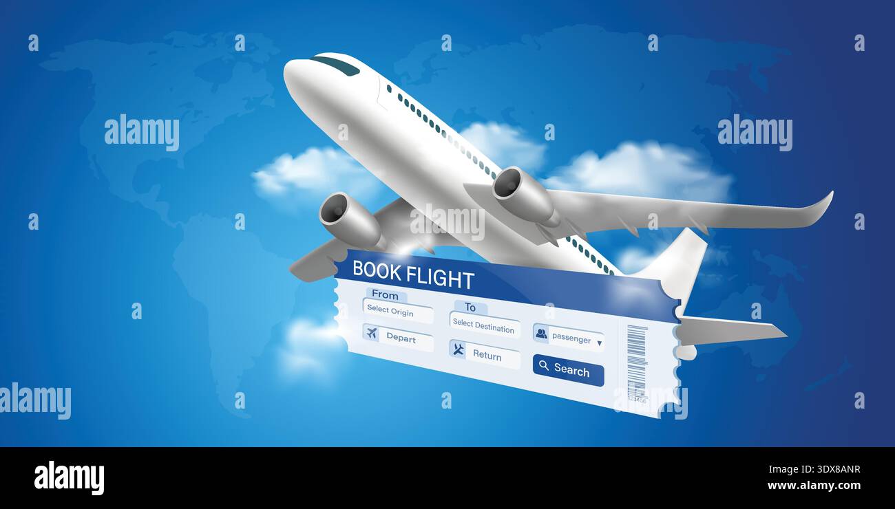 book flight concept with airplane online booking interface,airline ...