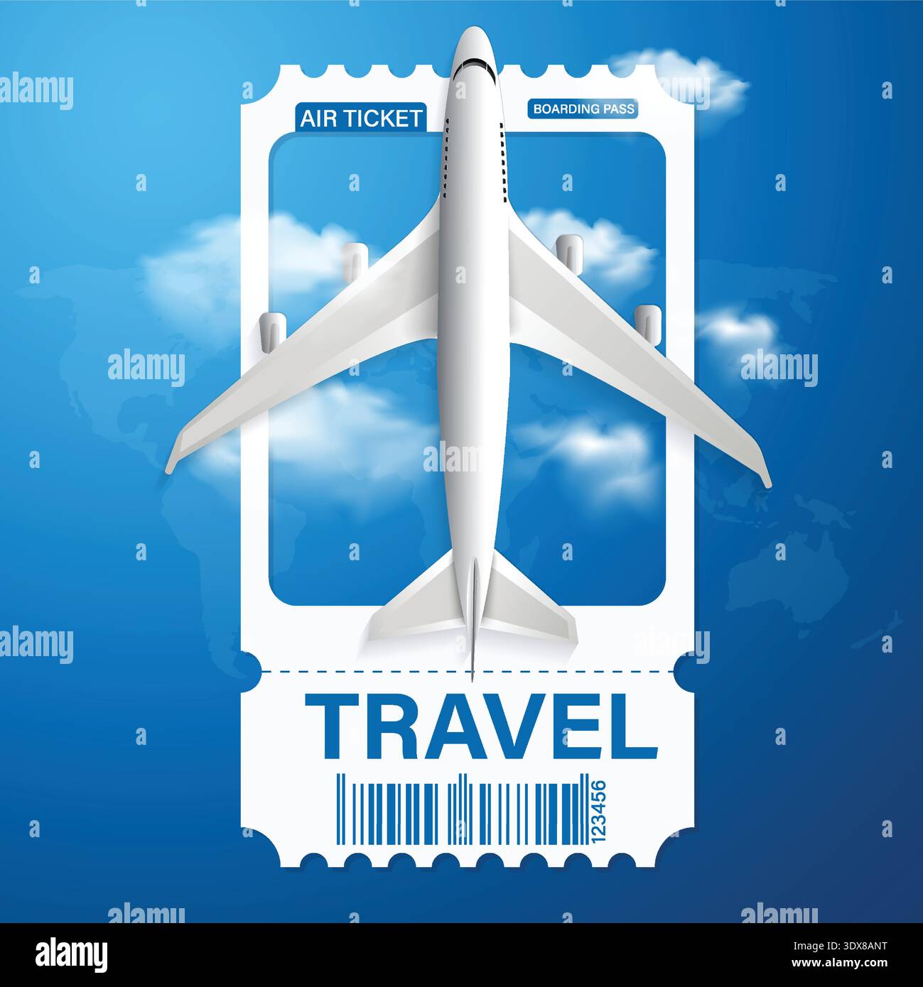 Airplane flying over world map hi-res stock photography and images - Alamy