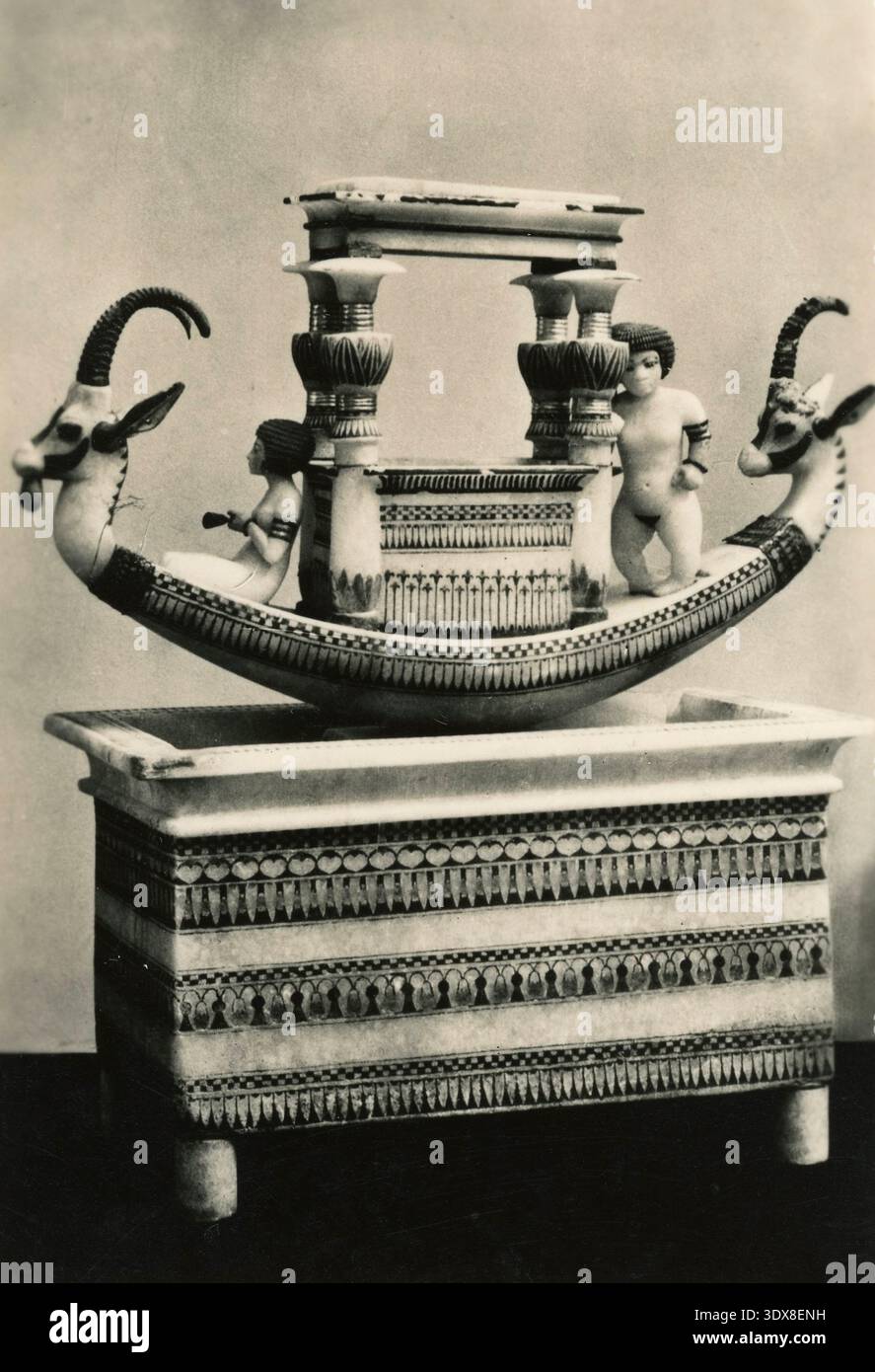 Ancient Egyptian alabaster model boat, discovered in the tomb of ...