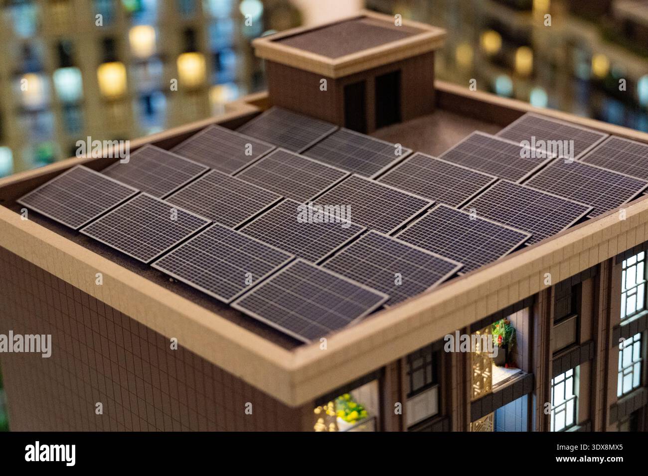 Building Rooftop Models Detailed scale model of modern apartment building with balconies and ...
