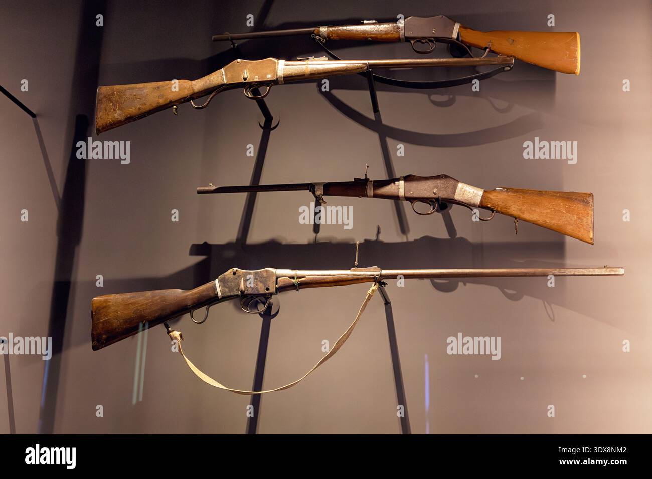 6 December 2025, Abu Dhabi, UAE: Antique wooden and metal military ...