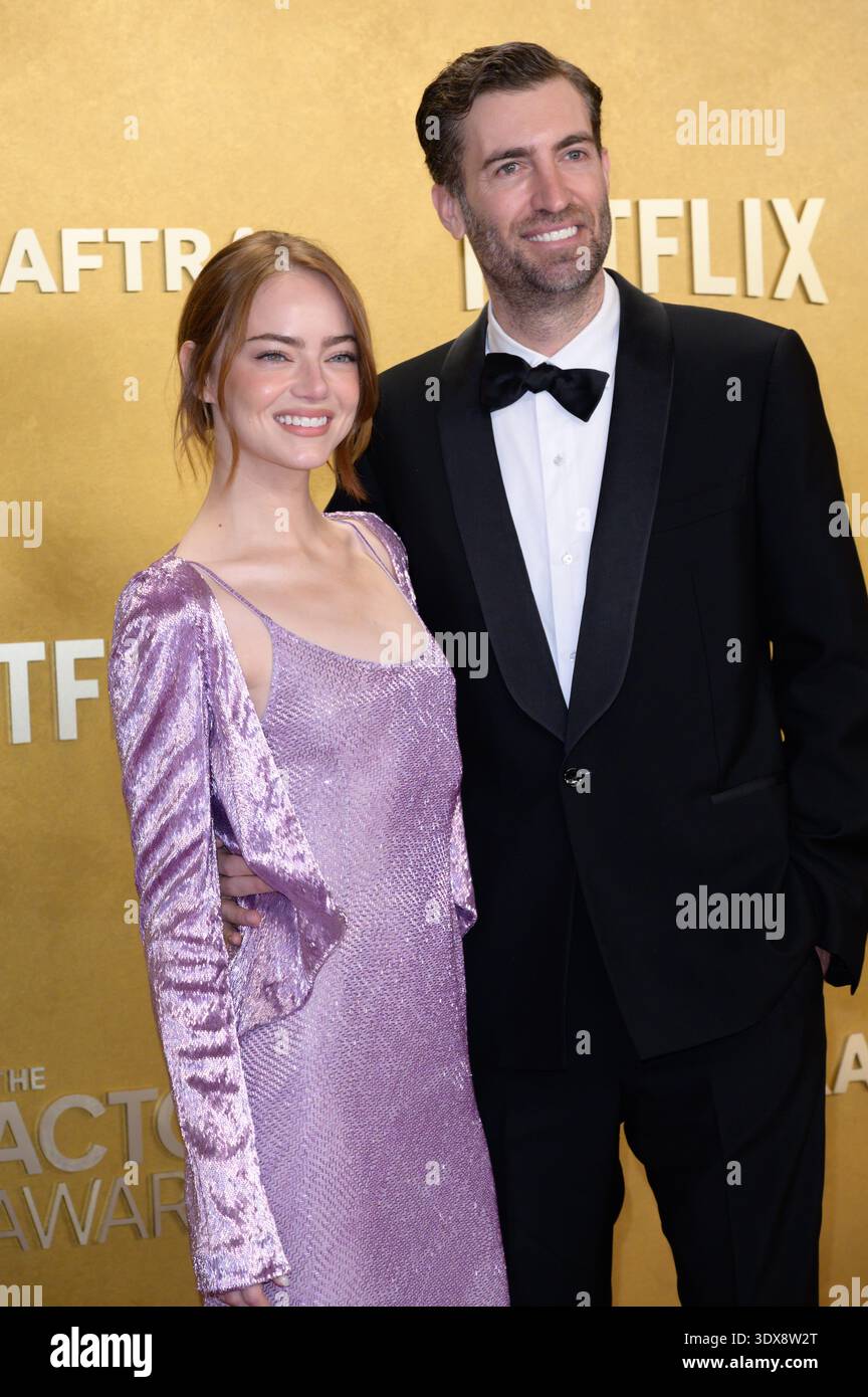 LOS ANGELES, USA. March 01, 2026: Emma Stone & Dave McCary at the 32nd ...