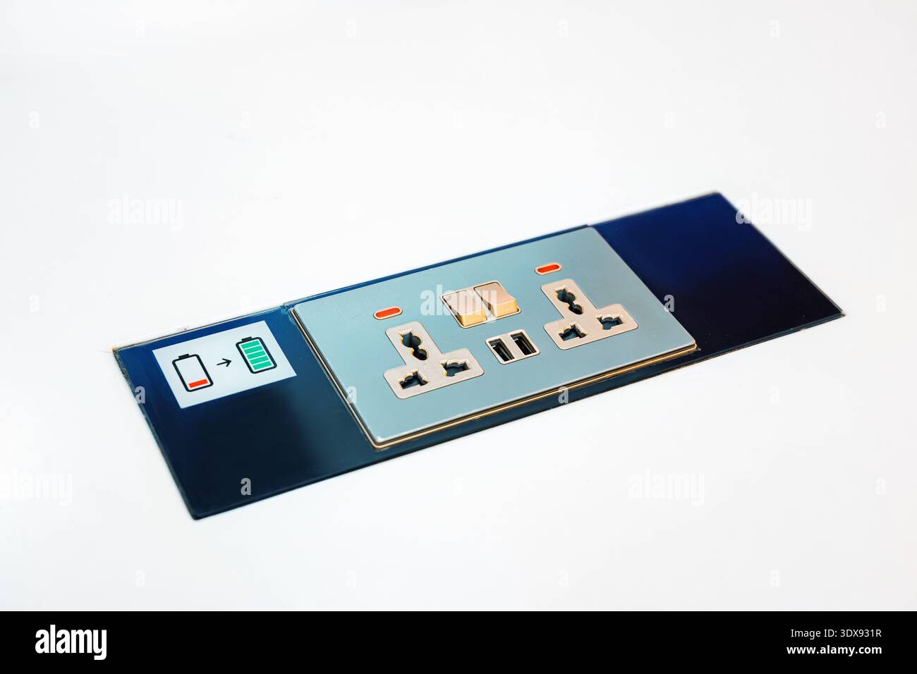 Electrical universal outlet providing power for charging devices Stock Photo