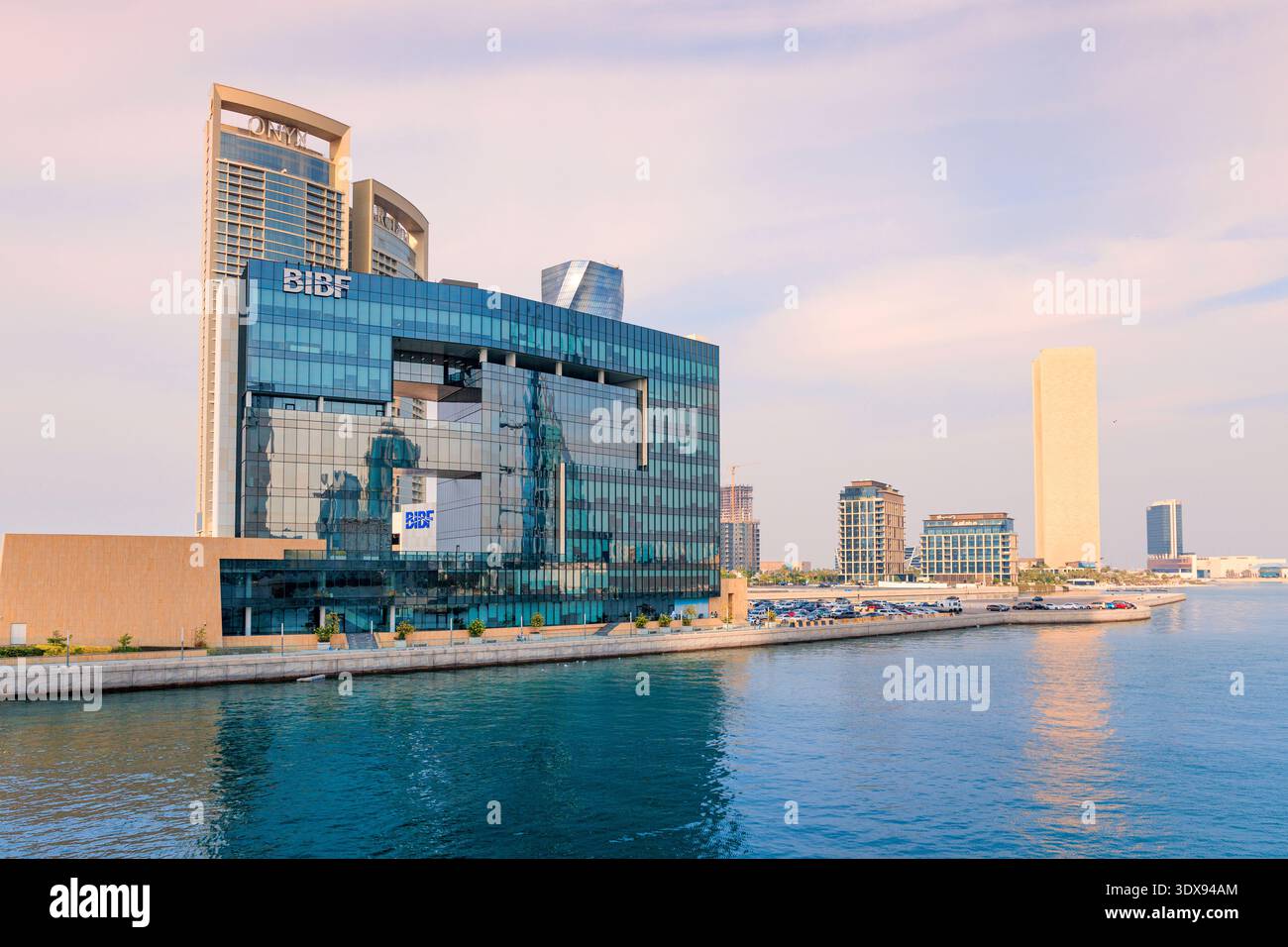 2 December 2025, Bahrain, Manama: BIBF building and modern skyscrapers ...