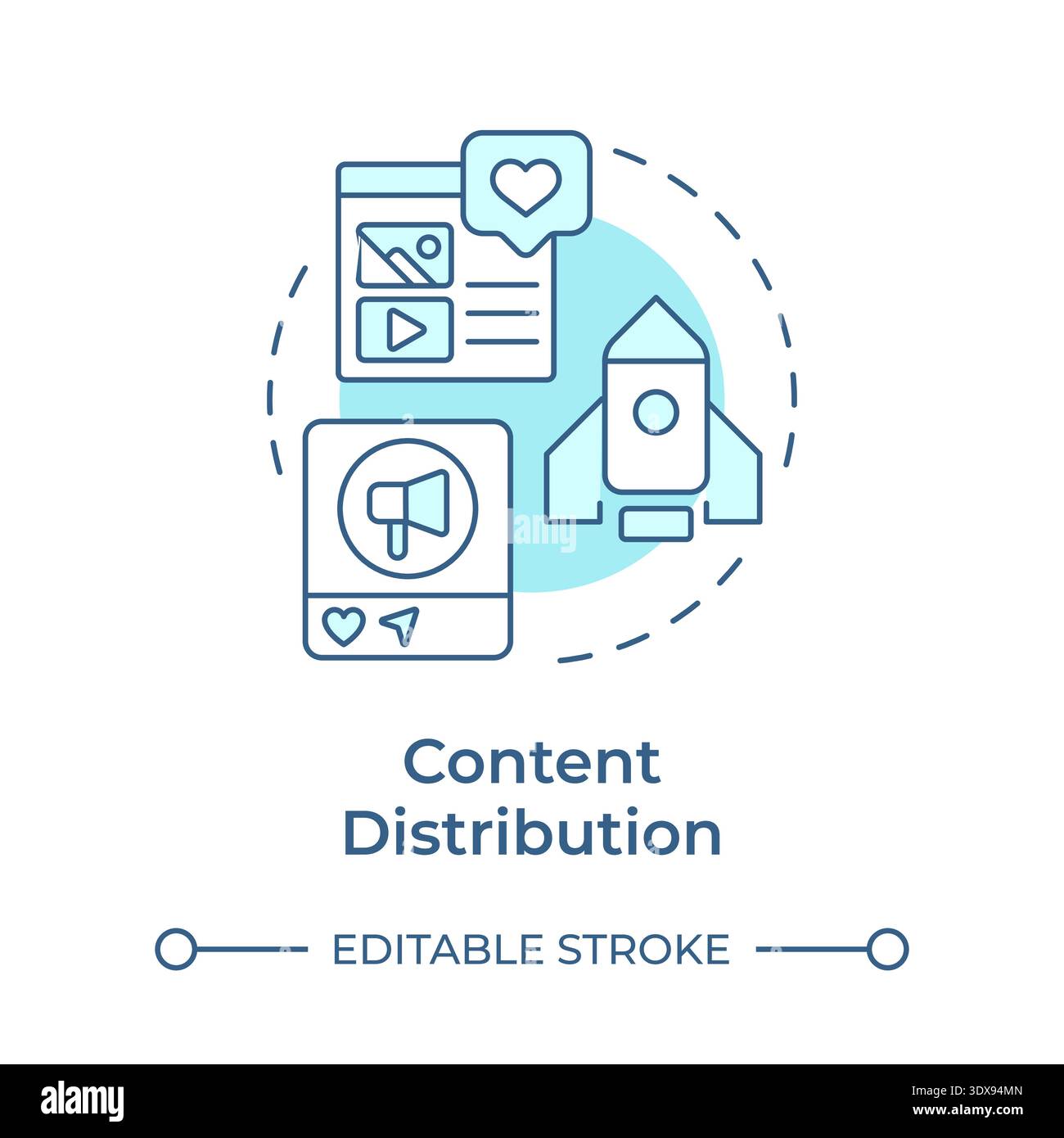 Content distribution soft blue concept icon Stock Vector