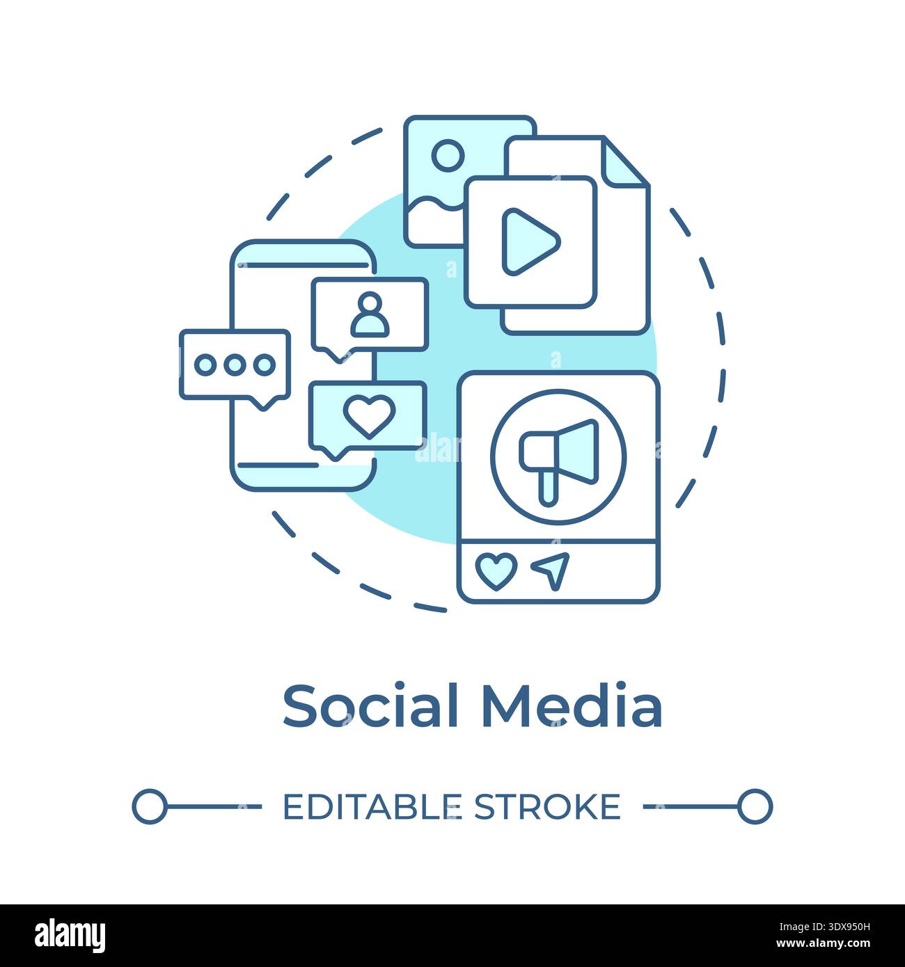 Social media soft blue concept icon Stock Vector