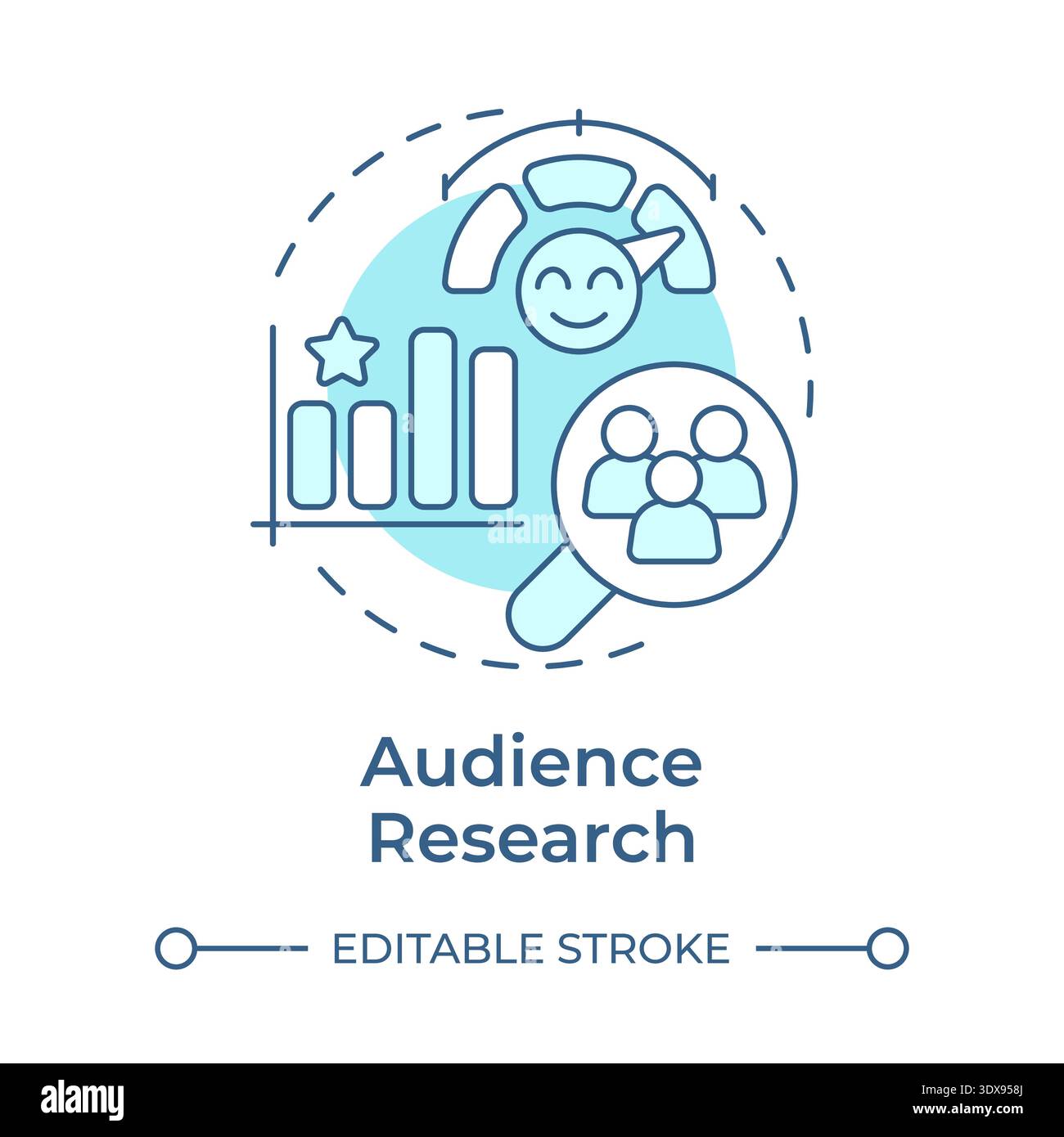 Audience research soft blue concept icon Stock Vector