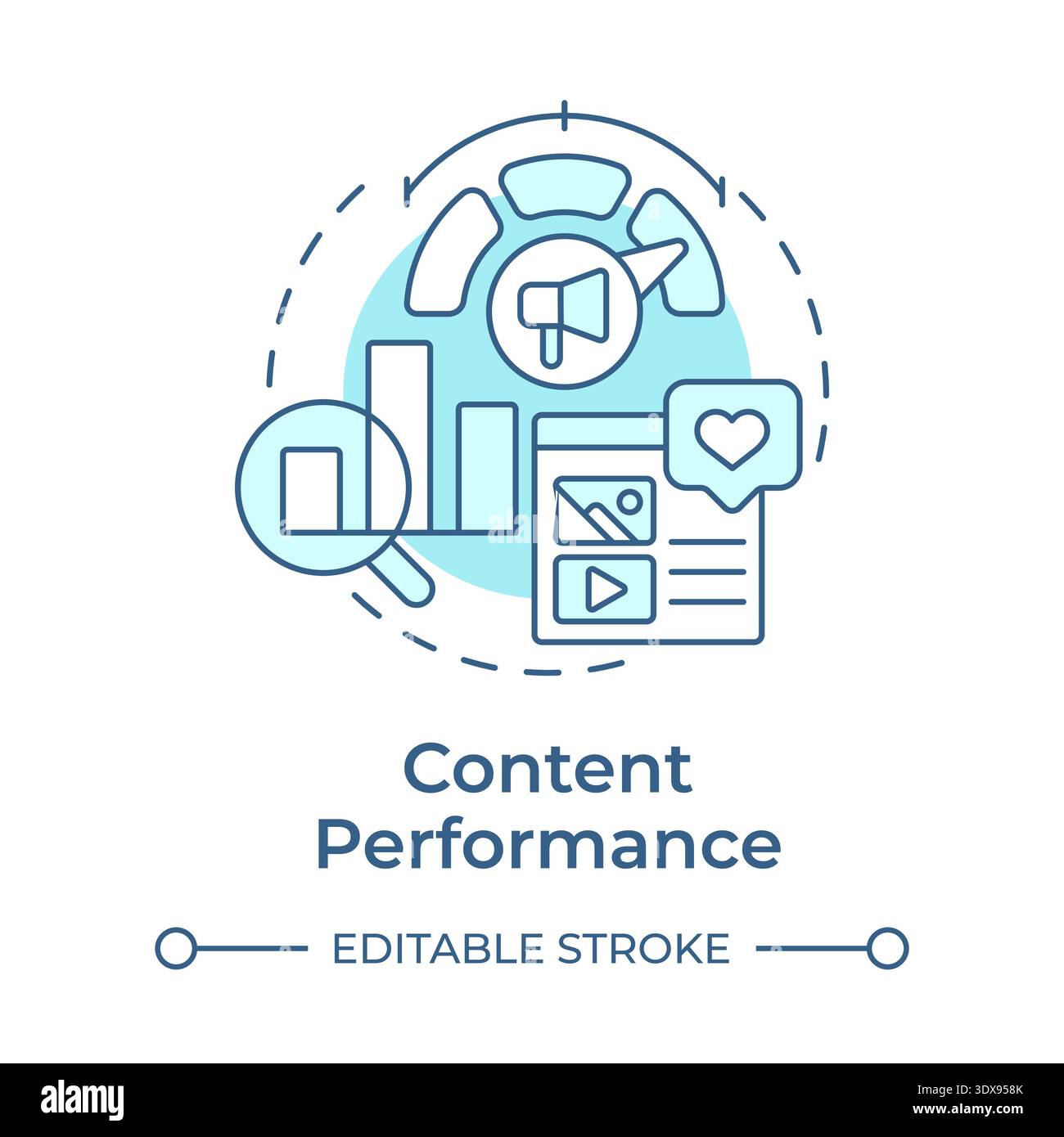 Content performance soft blue concept icon Stock Vector