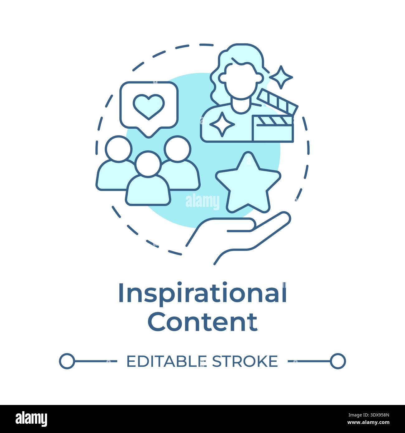 Inspirational content soft blue concept icon Stock Vector