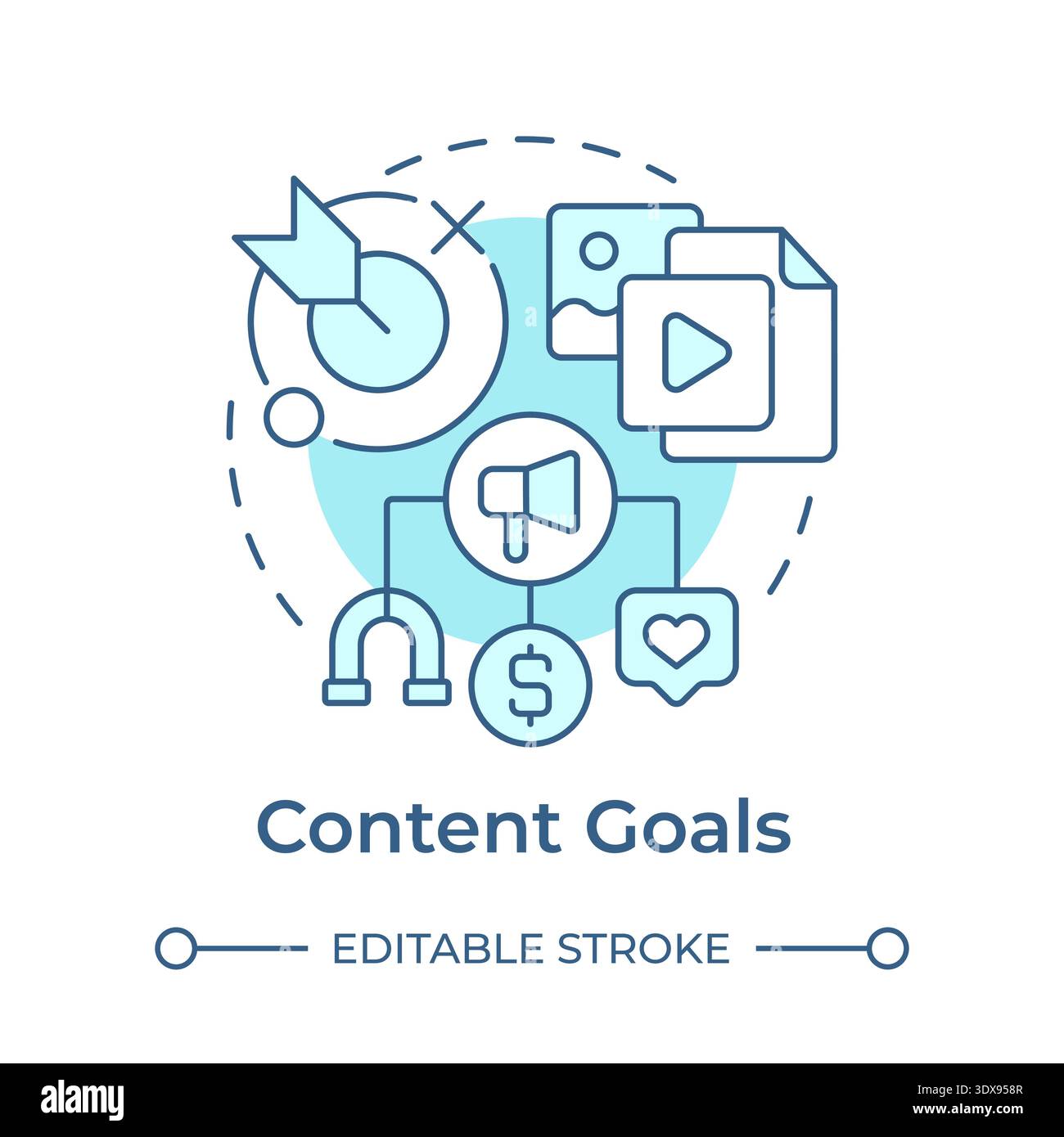 Content goals soft blue concept icon Stock Vector