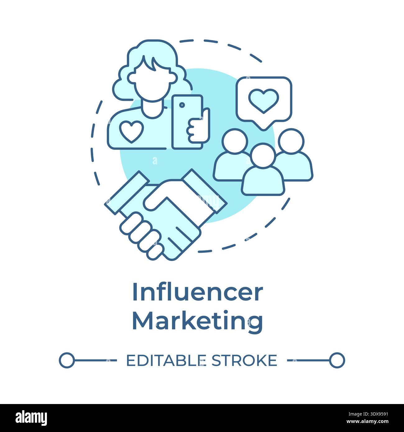Influencer marketing soft blue concept icon Stock Vector