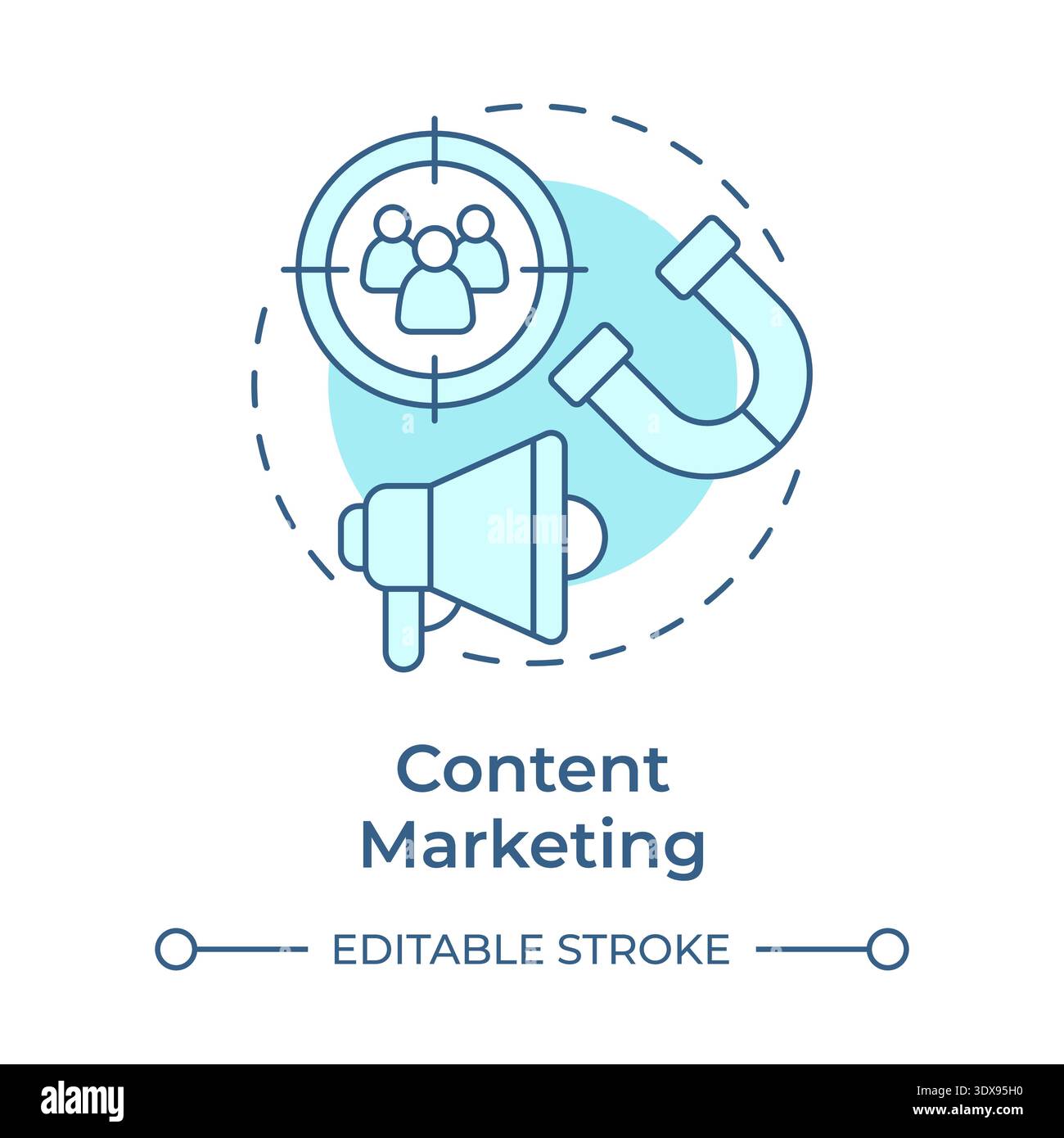 Content marketing soft blue concept icon Stock Vector