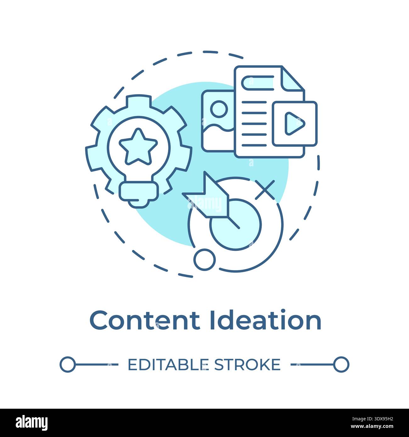Content ideation soft blue concept icon Stock Vector