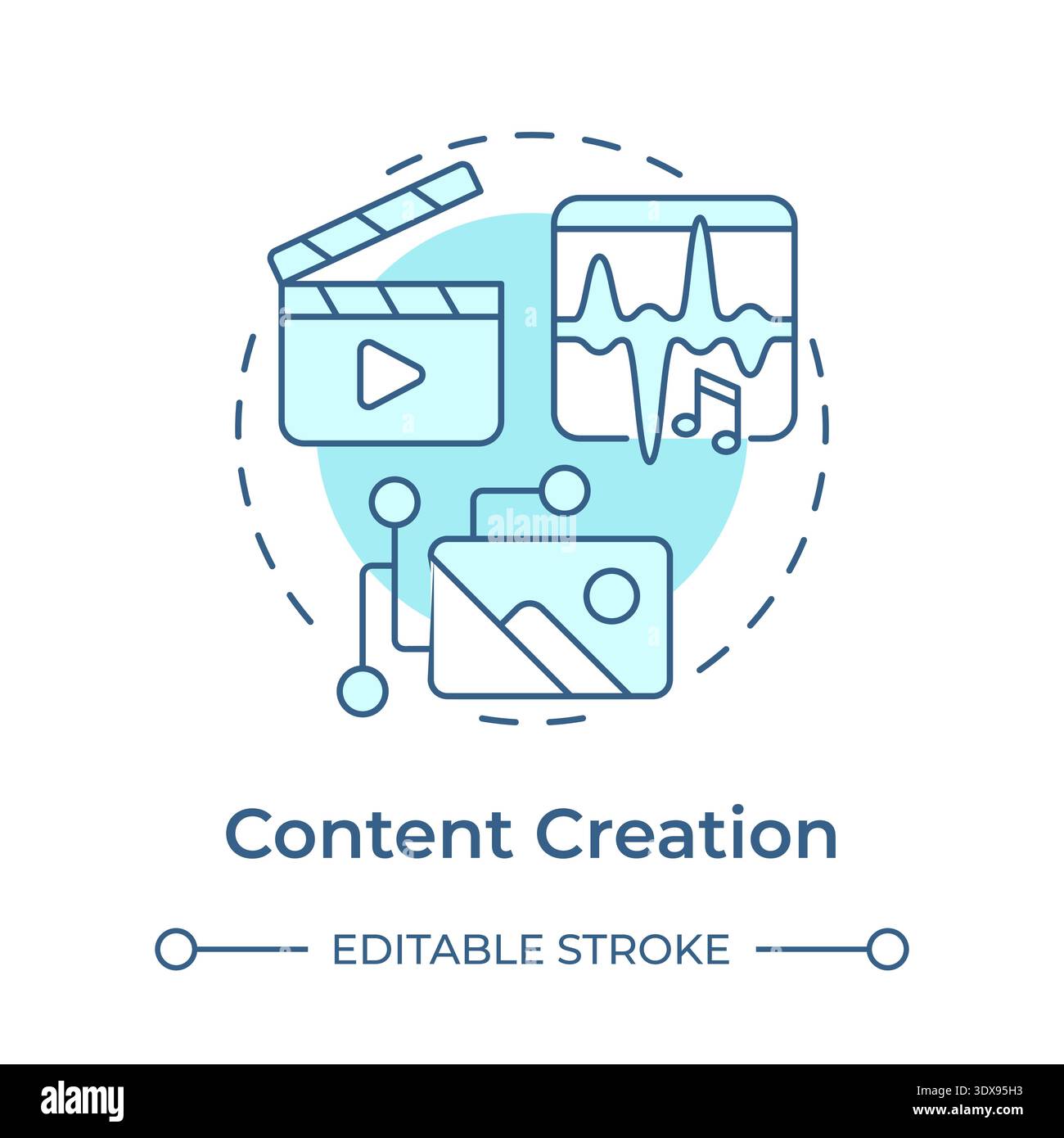 Content creation soft blue concept icon Stock Vector