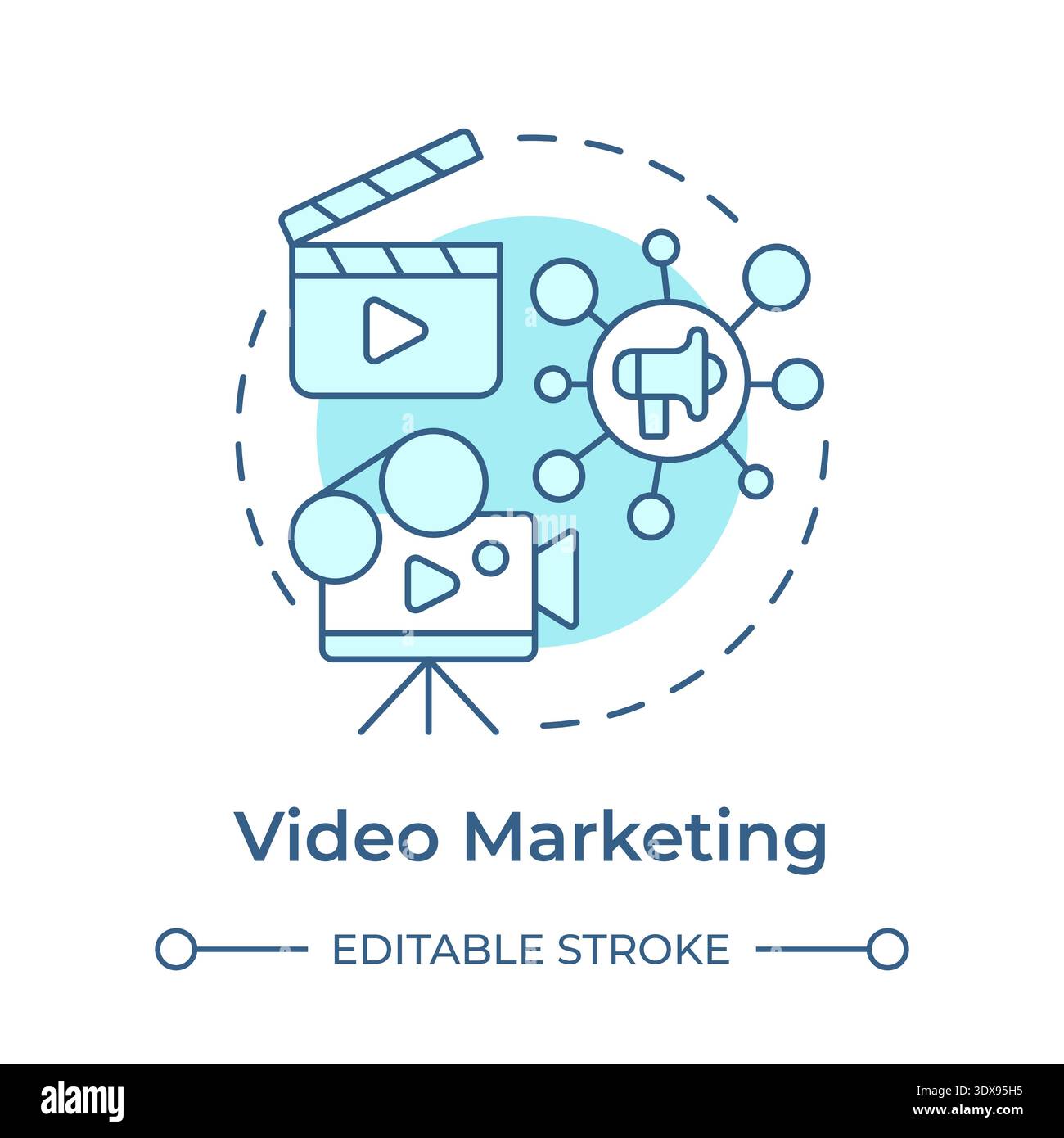 Video marketing soft blue concept icon Stock Vector