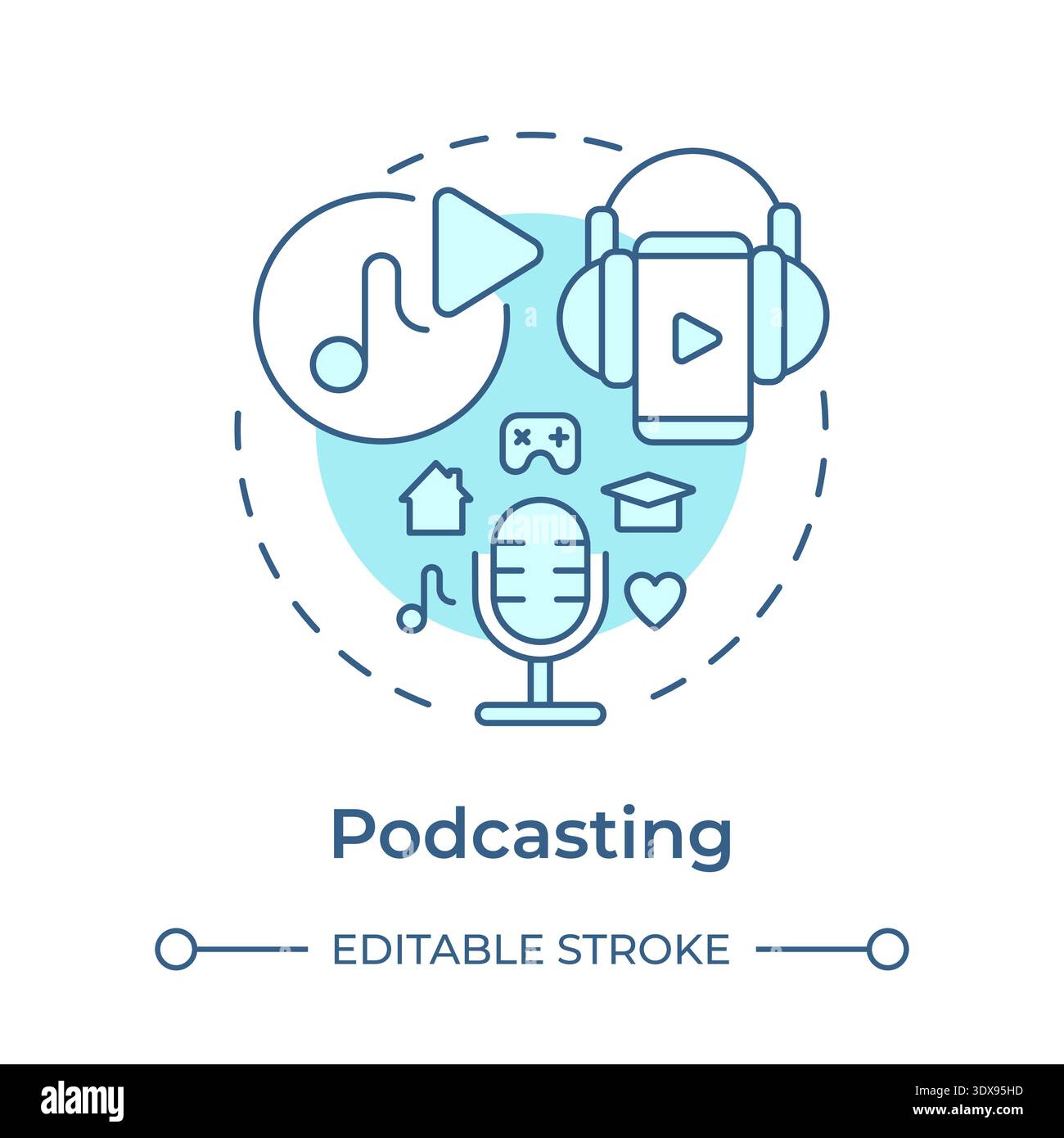 Podcasting soft blue concept icon Stock Vector