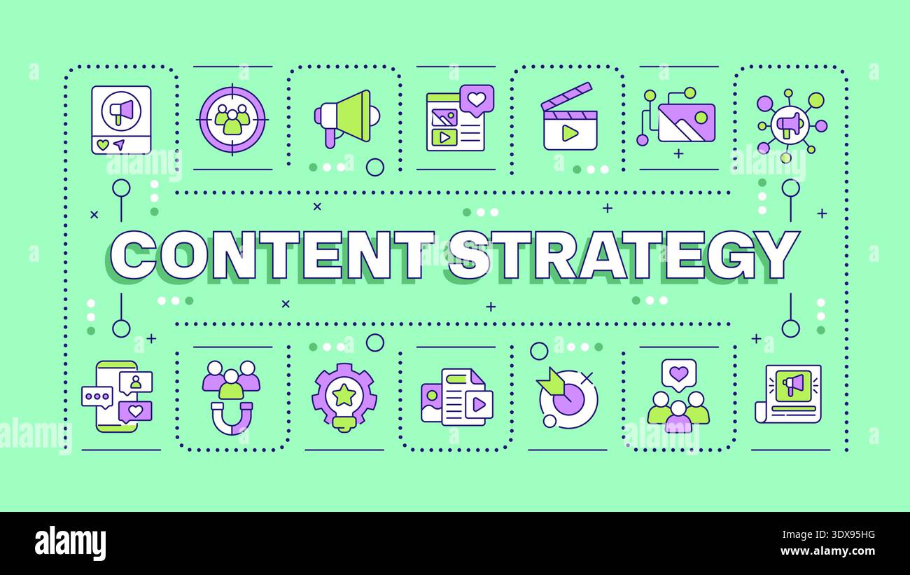 Content strategy green word concept Stock Vector