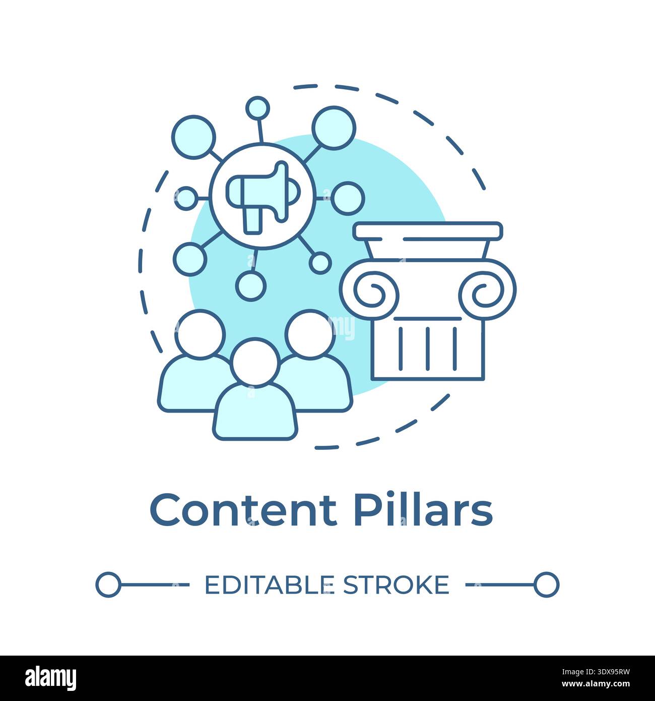 Content pillars soft blue concept icon Stock Vector