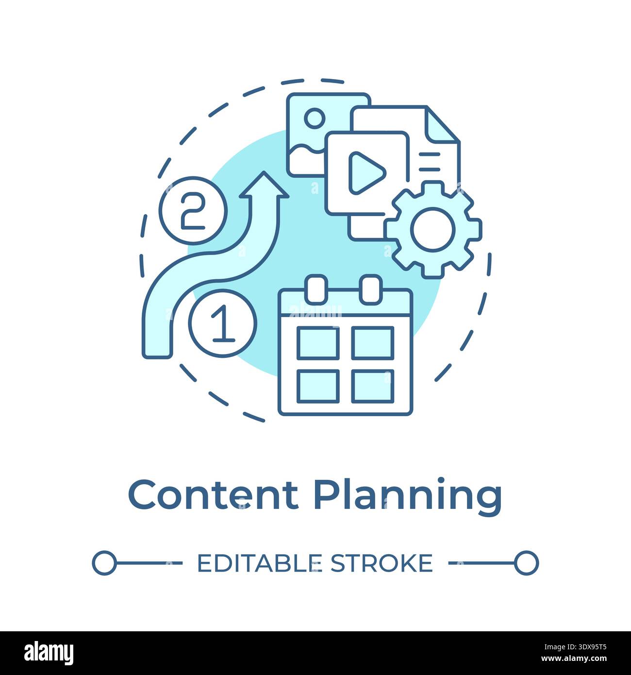 Content planning soft blue concept icon Stock Vector
