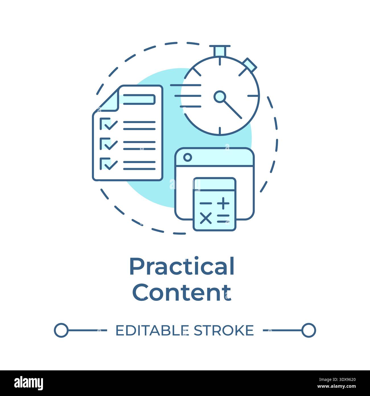 Practical content soft blue concept icon Stock Vector