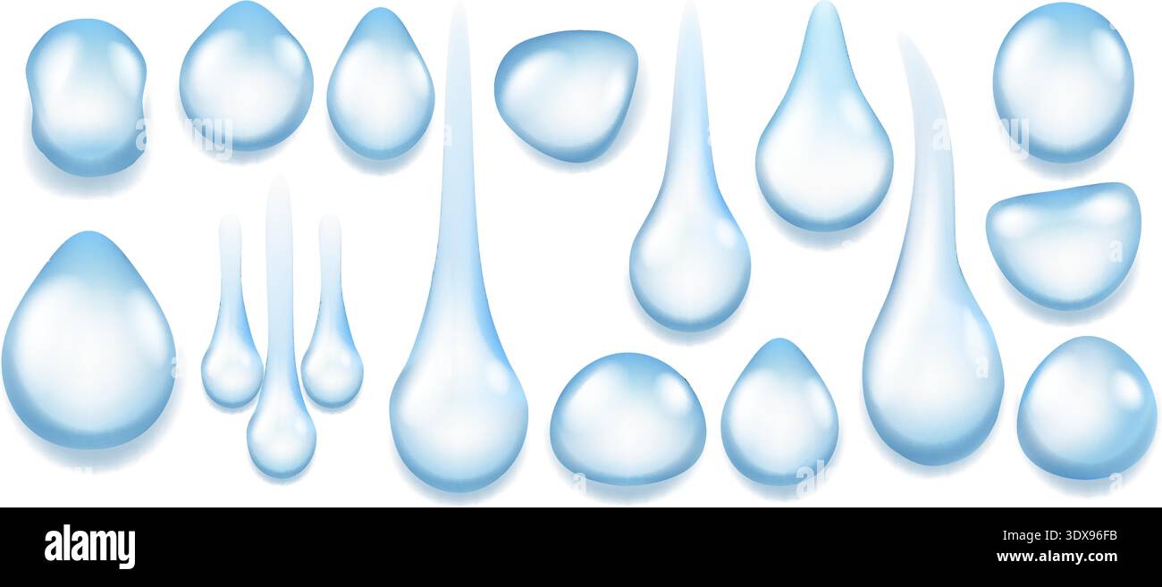 Liquid transparent realistic drops Stock Vector