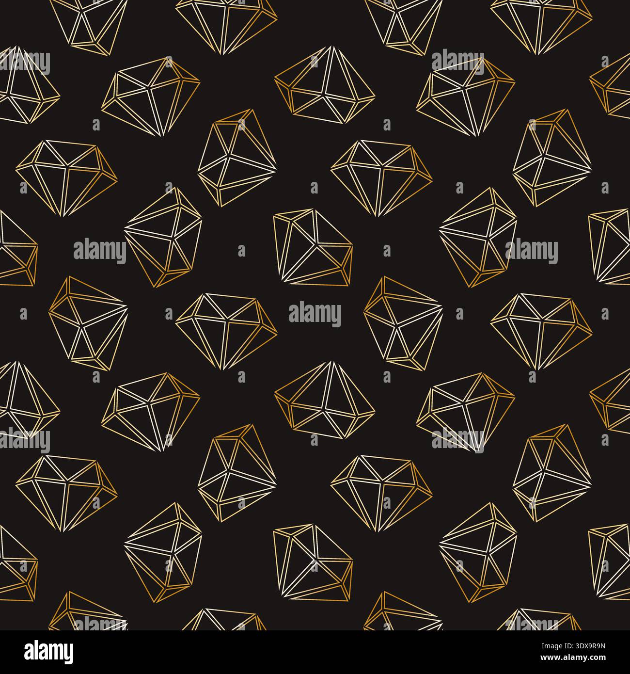 Crystal dark pattern. Luxury chic black background with gradient contour diamonds. Vector illustration Stock Vector