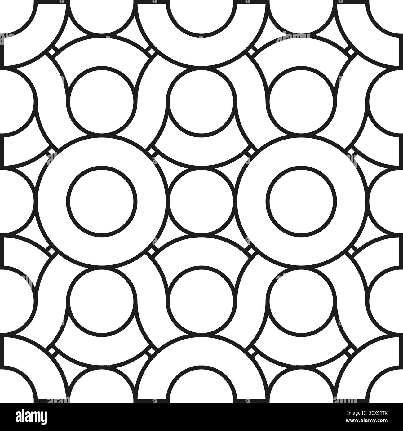 Sophisticated linear pattern. Circular meshworks Vector. Monochromatic interlocking textures. Symmetrical rounded structure. EPS 10. Stock Vector