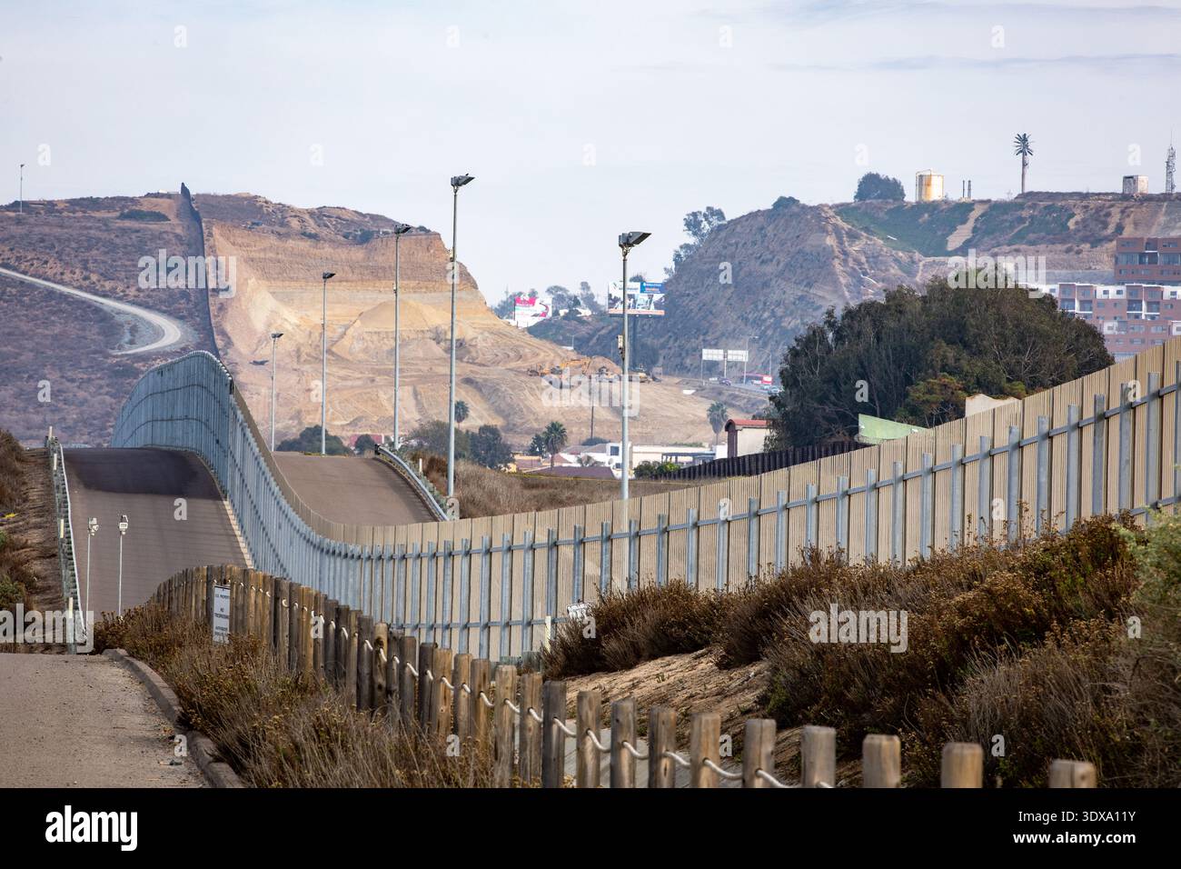 US/Mexico Boarder Wall near the Friendship Park near San Diego Stock Photo