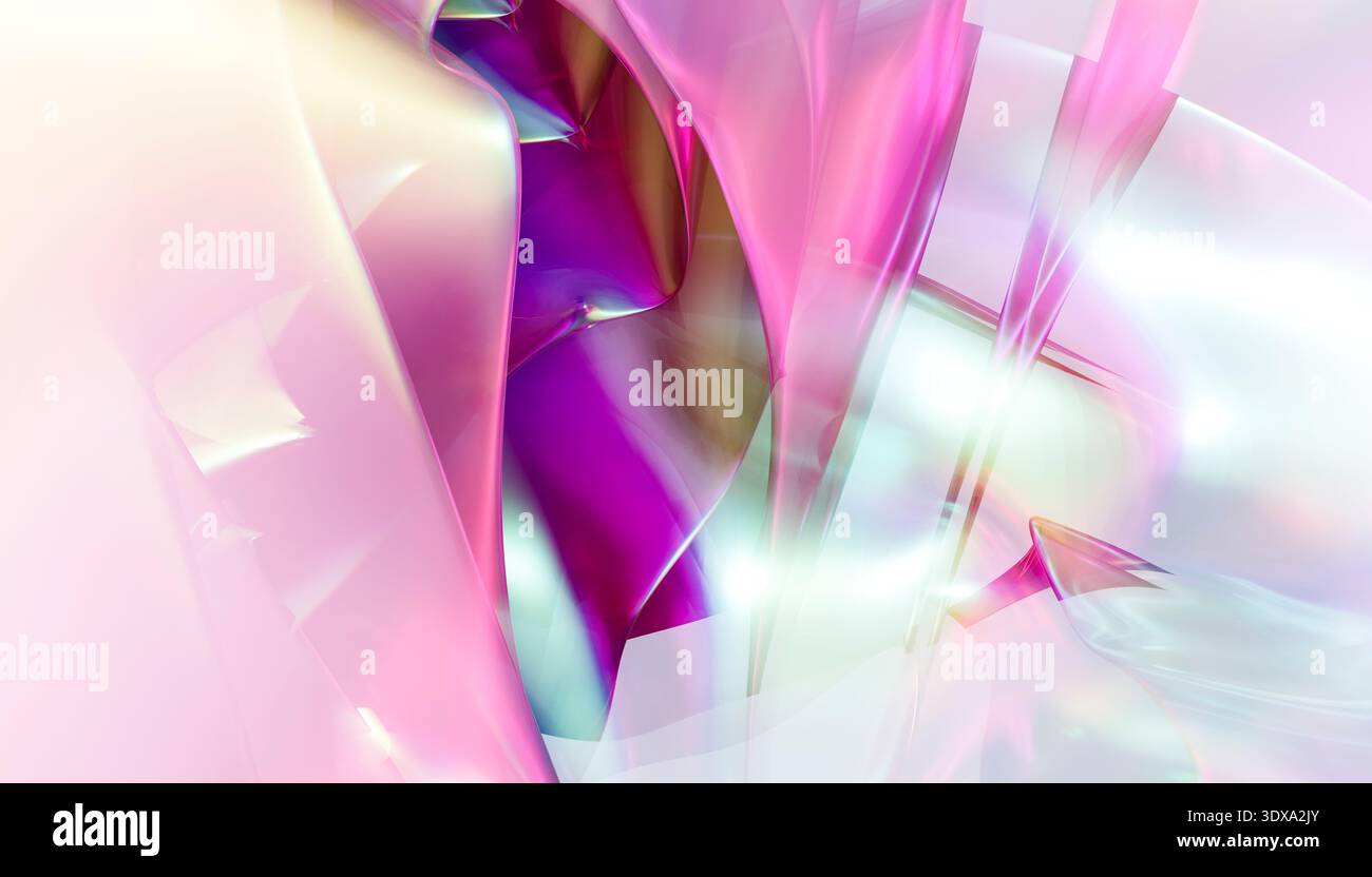 Abstract flowing liquid shapes creating vibrant colorful light waves Stock Photo