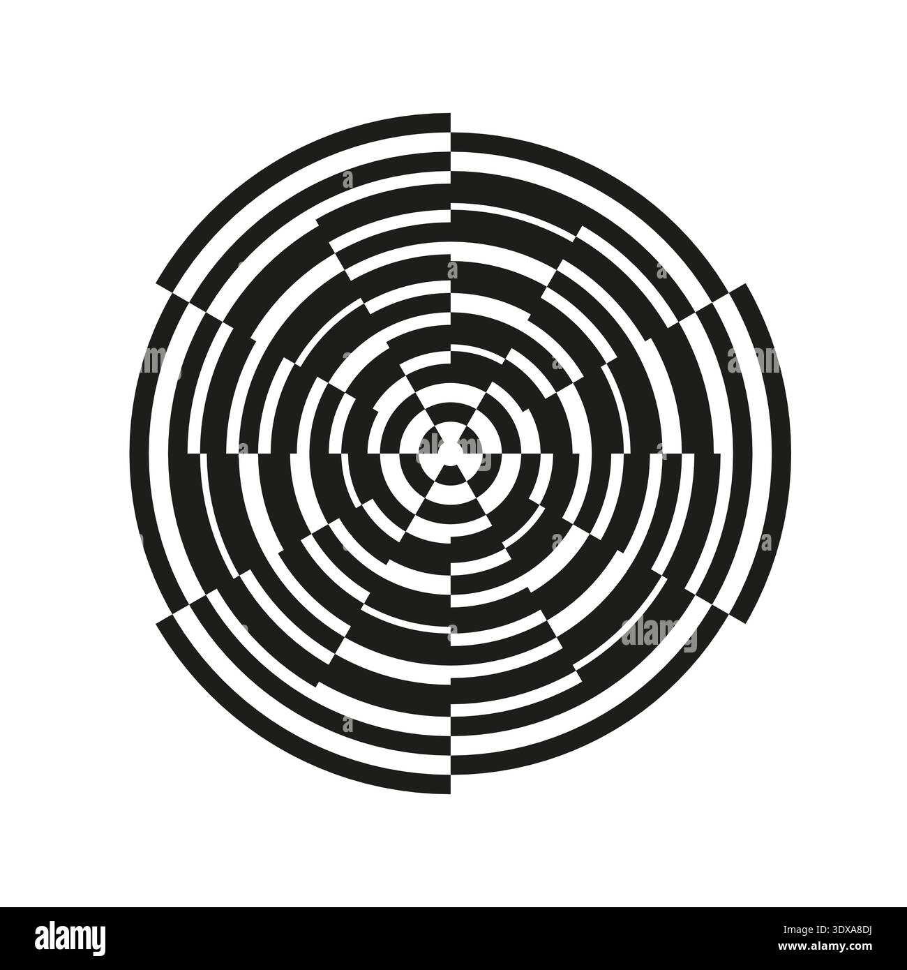 Round target icon. Concentric circle vector. Segment ring shape. Optical wheel art. EPS 10. Stock Vector