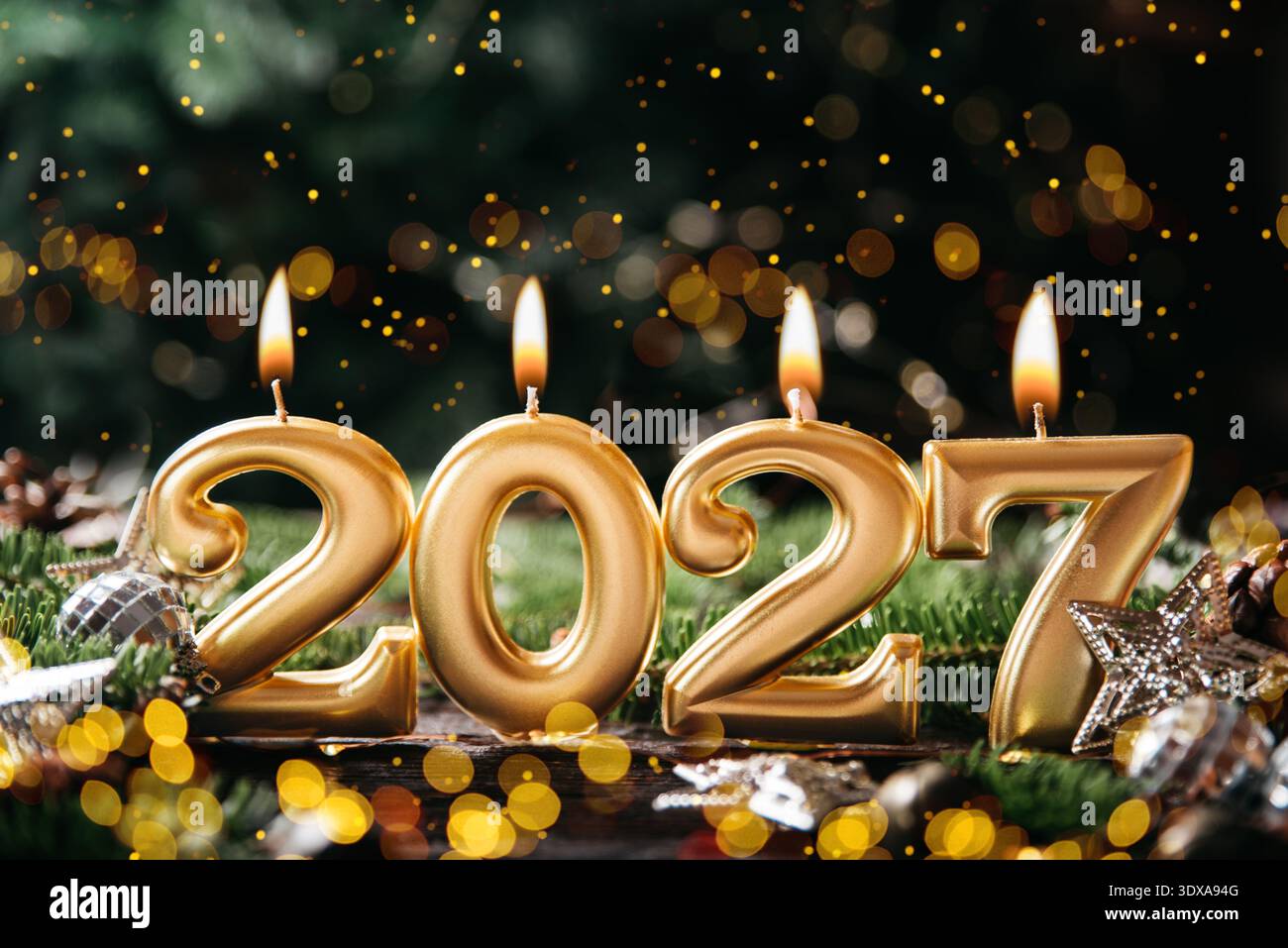 Candles number 2027 for happy new year - New Year's Eve Celebration Stock Photo - Alamy