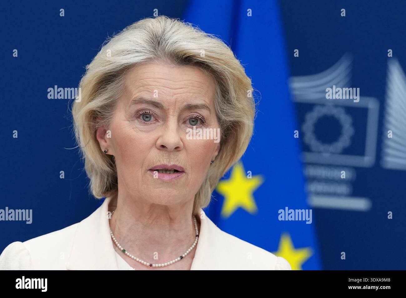 European Commission President Ursula von der Leyen at EU headquarters ...