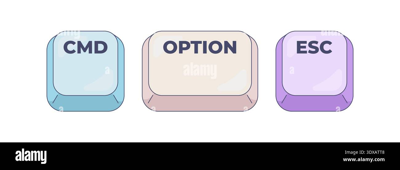 CMD Option ESC computer keyboard shortcut Stock Vector