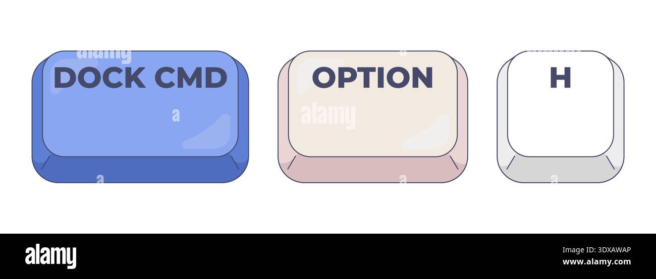 Dock CMD Option H computer keyboard shortcut Stock Vector