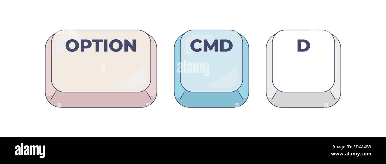 Option Command D computer keyboard shortcut Stock Vector