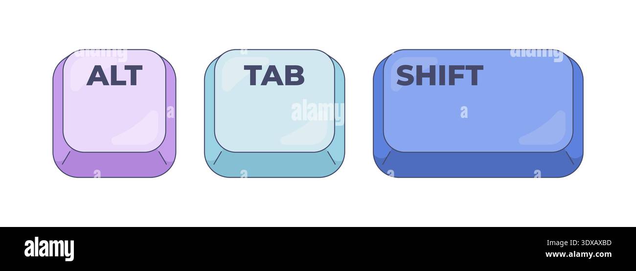 Alt Tab Shift computer keyboard shortcut Stock Vector