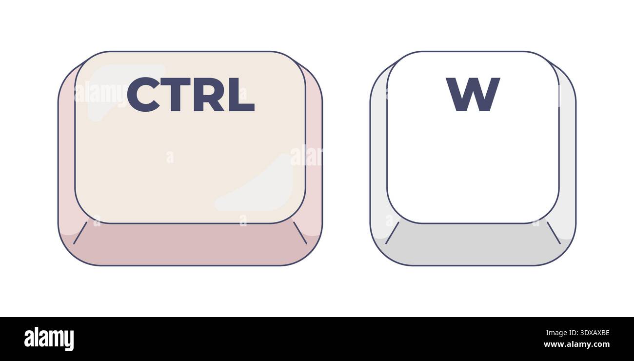 Ctrl W letter computer keyboard shortcut Stock Vector