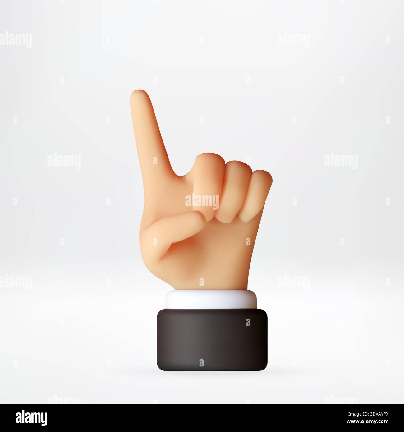 3D Human hand with index finger pointing up Stock Vector