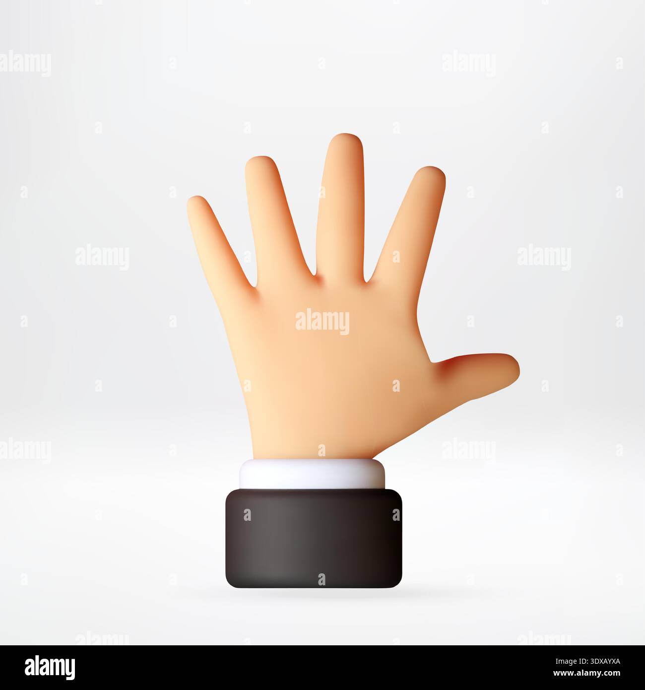 3D Cartoon hand showing number five gesture Stock Vector