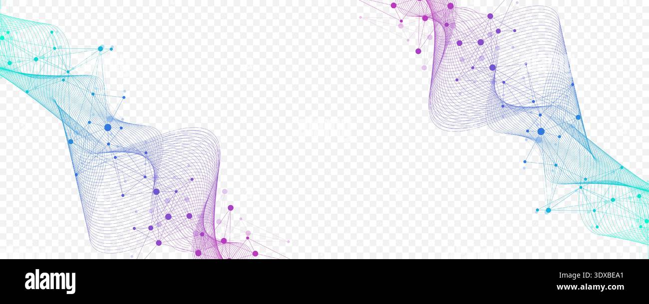 Abstract tech network connection dots. Digital background and big data technology. Blue background with plexus lines effect. Geometric background with Stock Vector