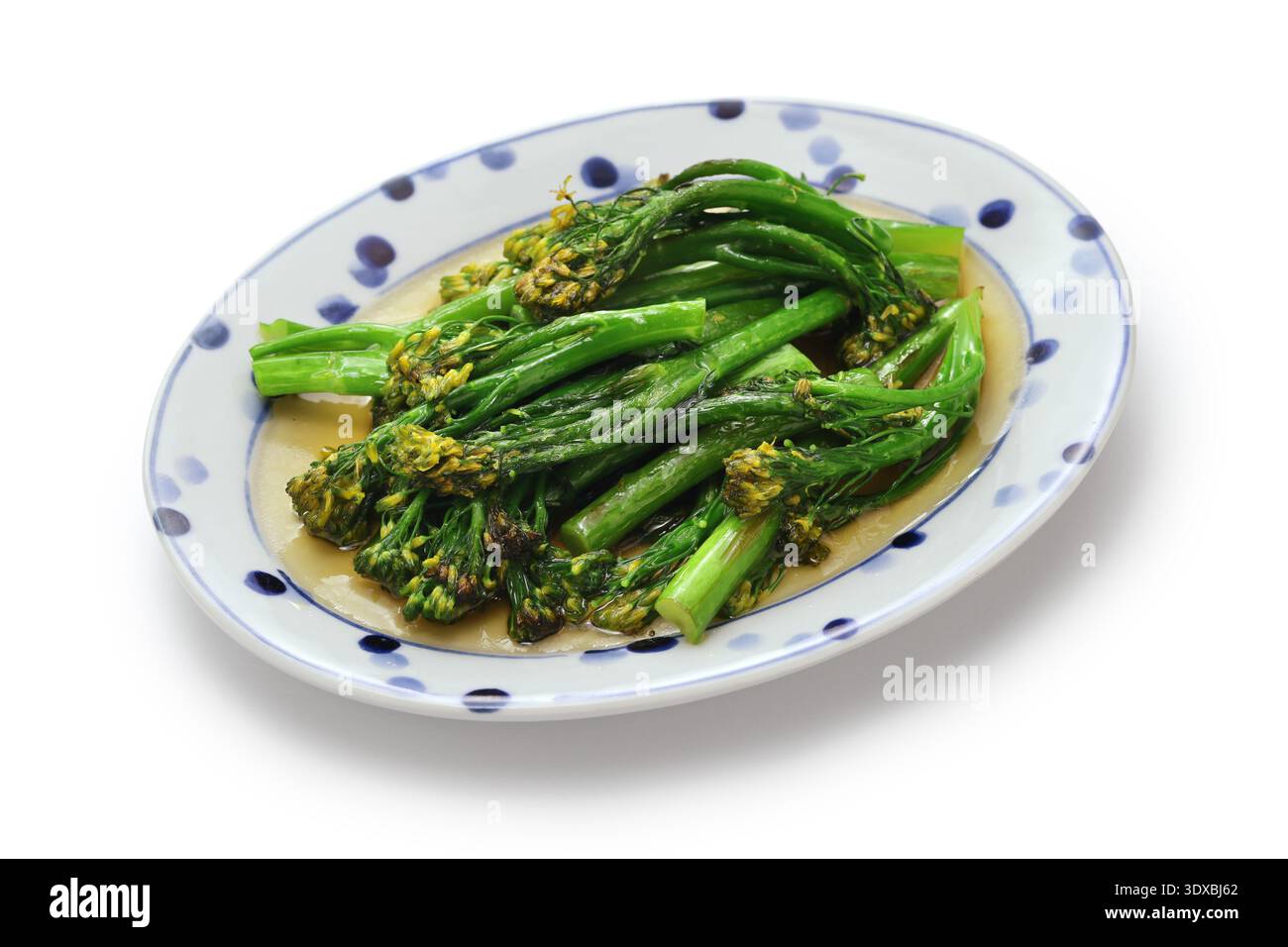 Grilled Stick Broccoli in Dashi Marinade, Japanese cuisine Stock Photo