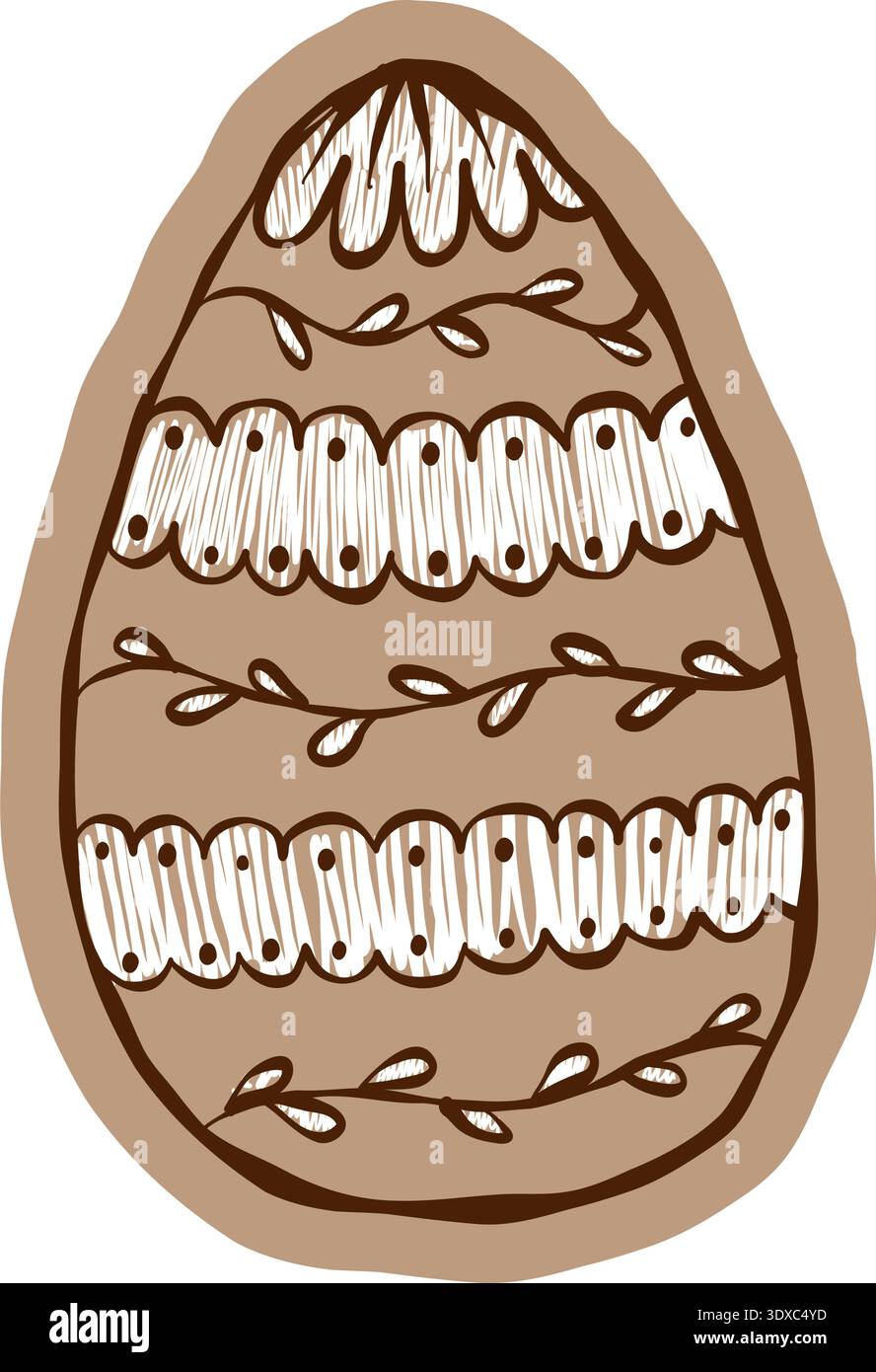 Creative paper craft Easter egg with floral ornament and brush texture Stock Vector