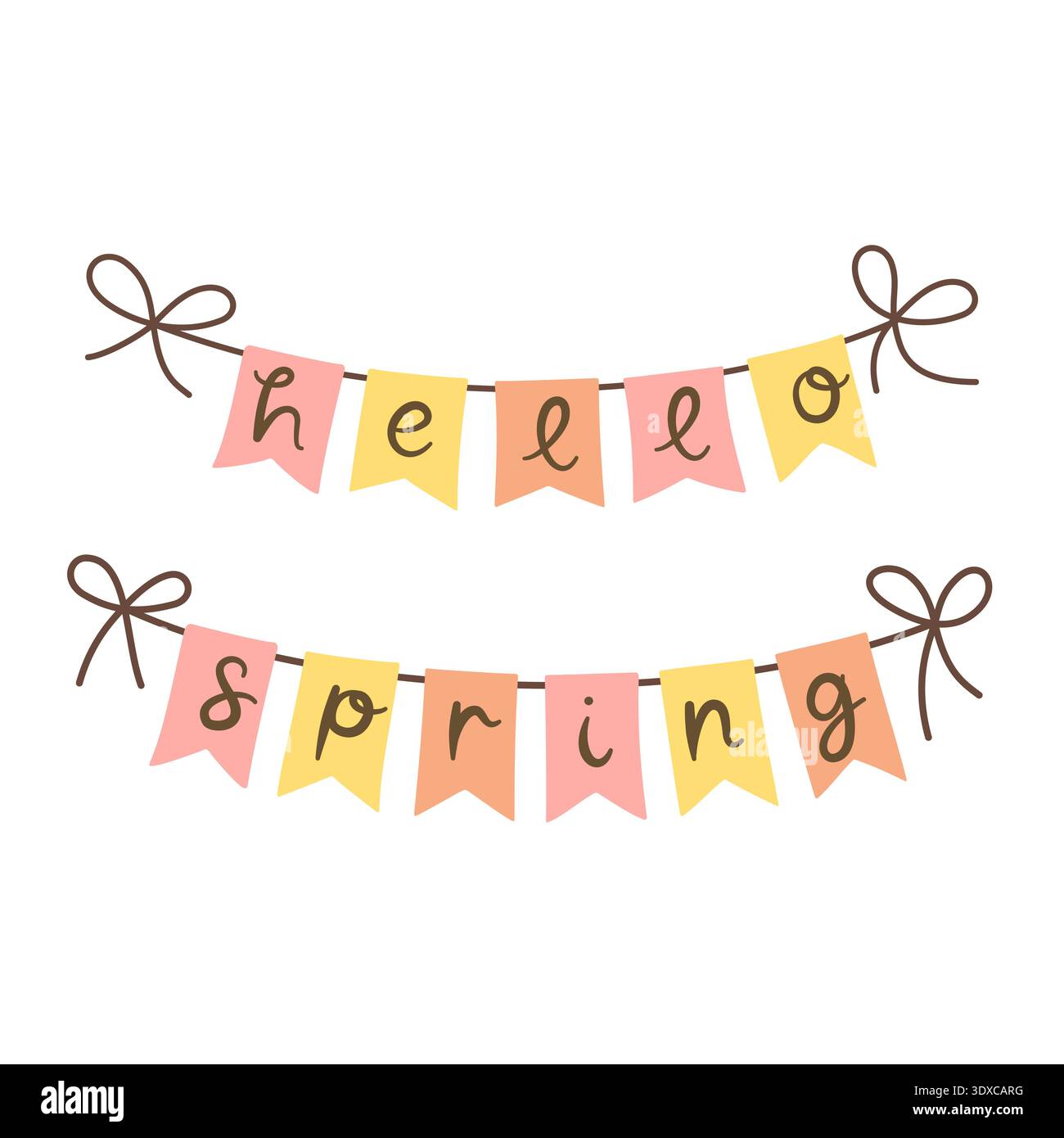Pastel Hello Spring Banner Garland Stock Vector